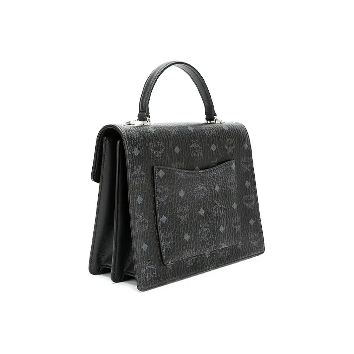 MCM Patricia Satchel Visetos Leather Handbag, Crossbody Bag, Shoulder Bag Regular Women's Black-1