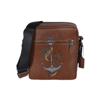 COACH Metropolitan Leather Shoulder Bag Crossbody Bag Small Size Men's Brown