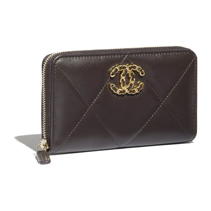 CHANEL 19Bag Lambskin Wallet Women's Brown-1