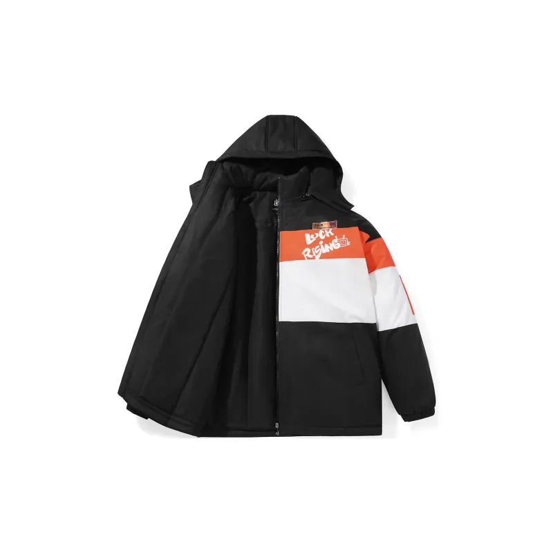 TVX Letter Colorblock Detachable Hood Loose Fit Puffer Jacket Unisex-1