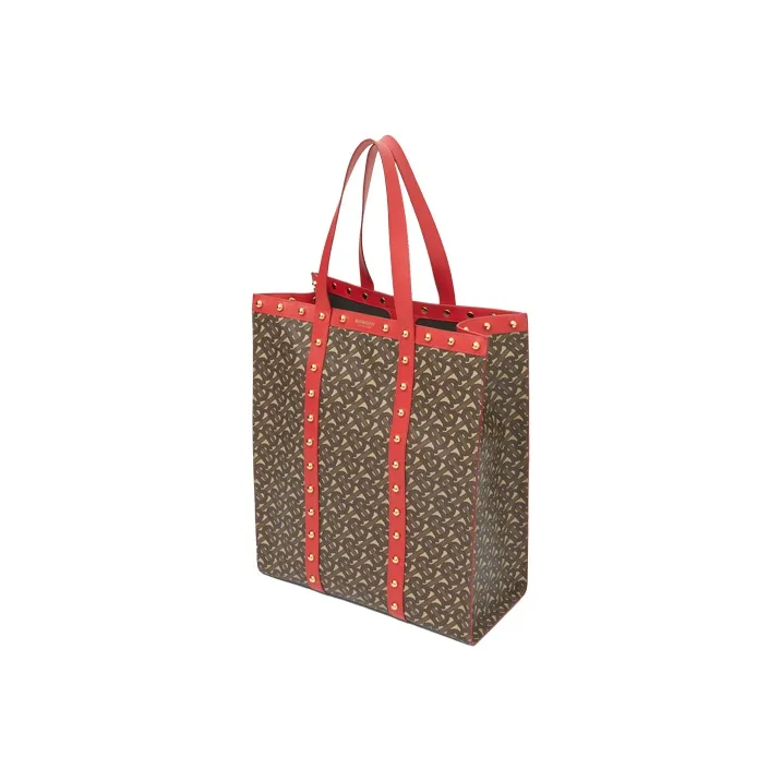 Burberry Canvas Tote Bag Shopping Bag Handbag Unisex Red-1