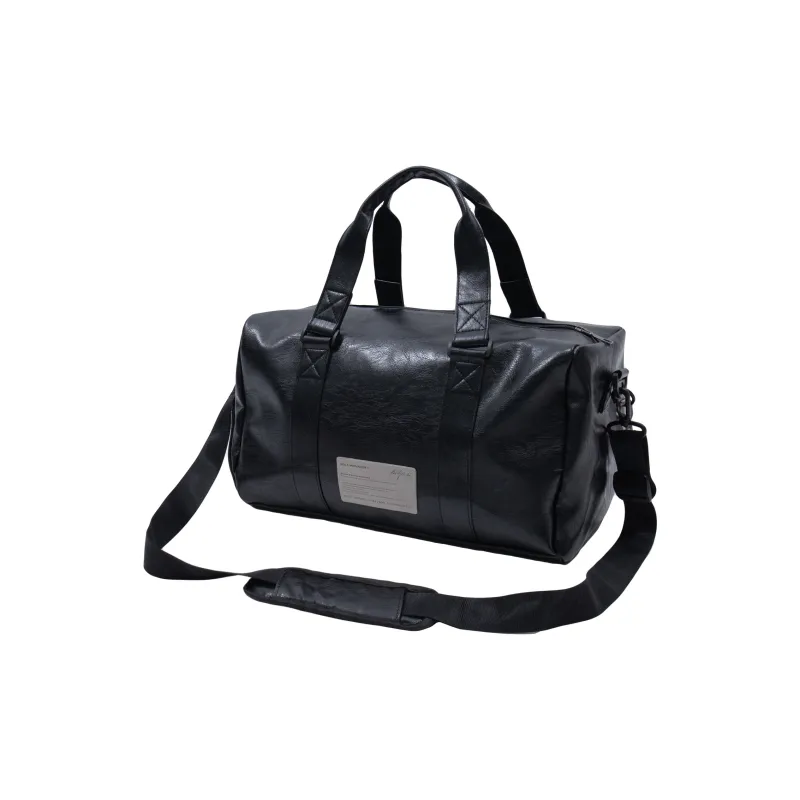 KILLWINNER PVC Leather Bucket Bag Handbag Shoulder Bag Crossbody Bag Travel Bag Medium Size Unisex Black-3