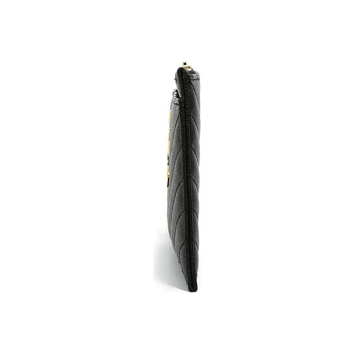 SAINT LAURENT Calfskin Wallet Clutch Regular Women's Black-2
