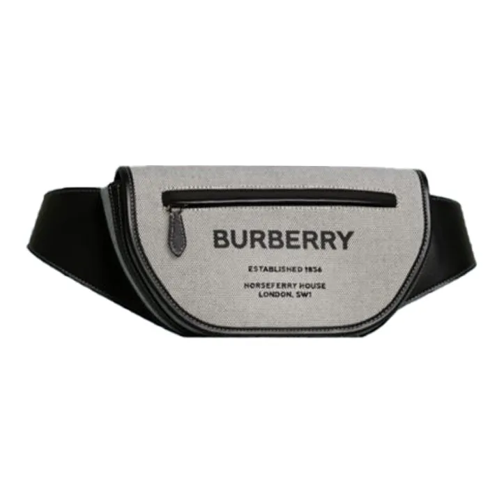 Burberry OlympiaHorseferry Canvas Ellenia Half-Moon Bag Shoulder Bag Crossbody Bag Fanny Pack Sling Bag Men's Black-1