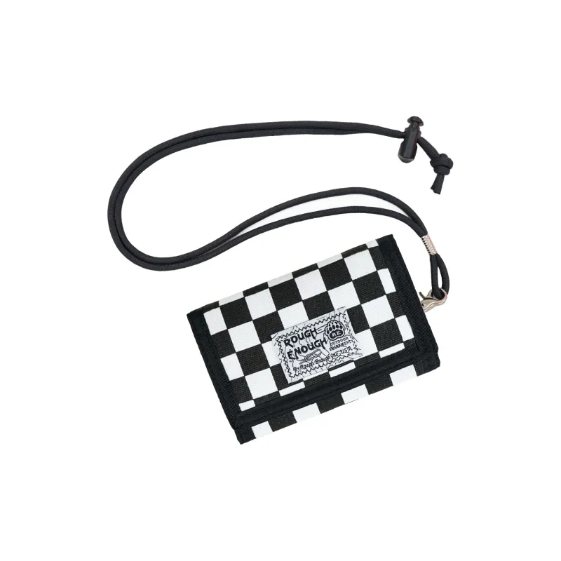 Rough Enough Canvas Wallet Unisex Black White Plaid-2