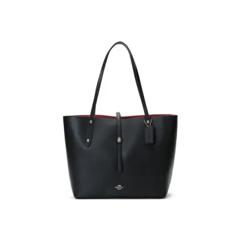 COACH Market Tote Leather Tote Bag Shopping Bag Handbag Shoulder Bag Women's Black