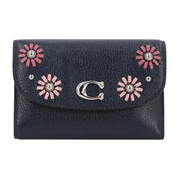 COACH Remi Leather Envelope Bag, Wallet, Clutch Small Size Women's Dark Blue
