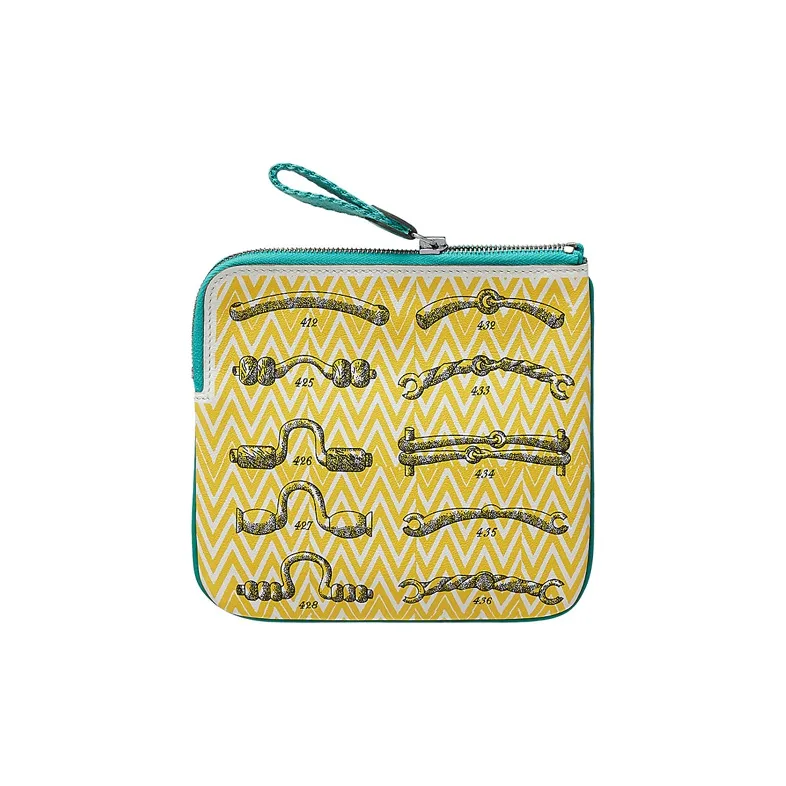 HERMES Carre Pocket Swift Leather Clutch Women's Multicolor/Naples Yellow-1