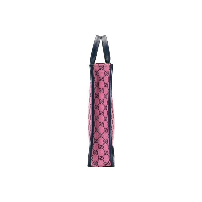 GUCCI Canvas With Leather Tote Bag Shopping Bag Portable Kids' Bags Kids' Pink/Dark Blue-3