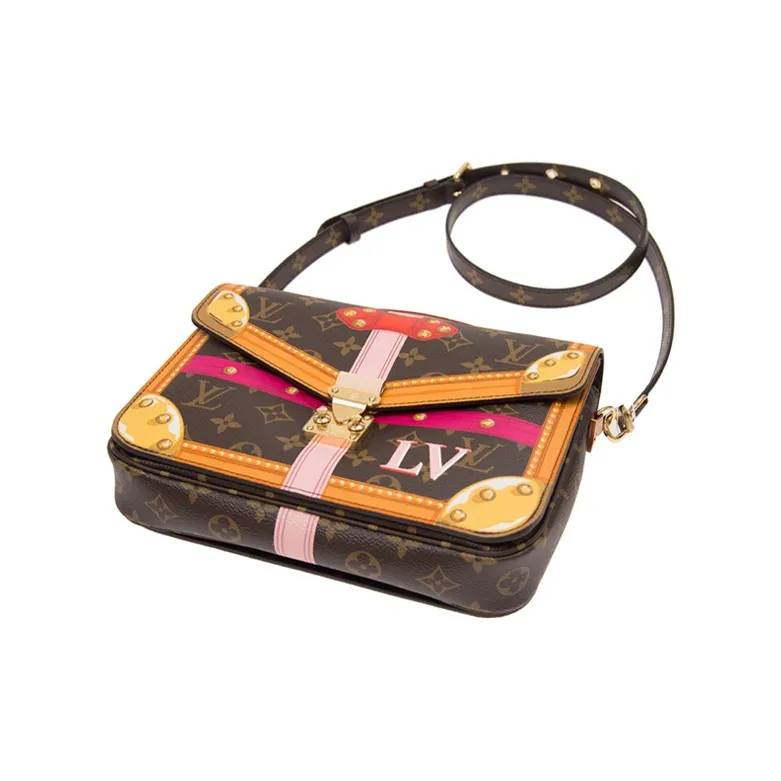 LOUIS VUITTON Leather Messenger Bag Shoulder Bag Crossbody Bag Handbag Women's Brown/Yellow-3