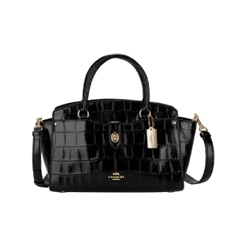 COACH Brie Cow Leather Handbag Large Size Women's Black