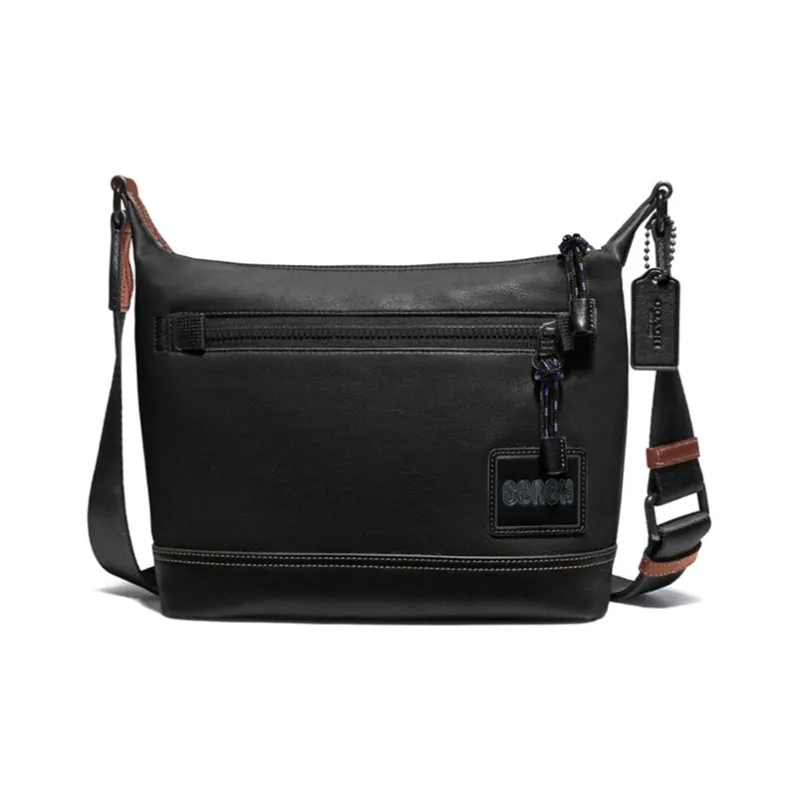 COACH Pacer Cow Leather Messenger Bag, Crossbody Bag, Shoulder Bag Medium Size Men's Black-0
