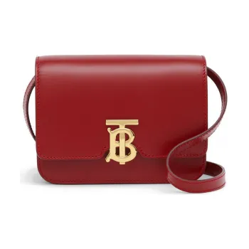 Burberry Leather Handheld Crossbody Bag Shoulder Bag Women's Deep Red