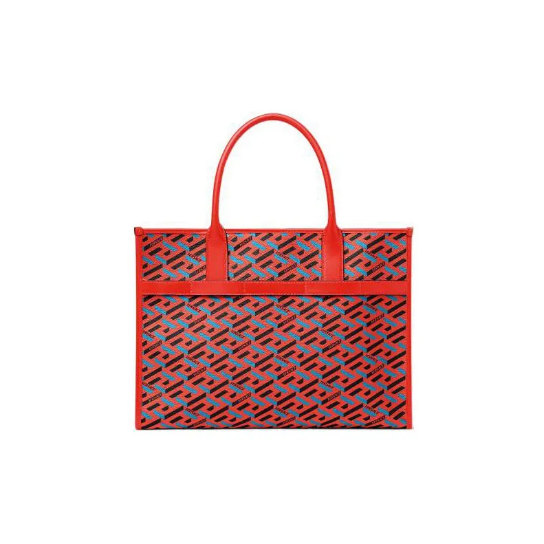 VERSACE PU Tote Bag, Shopping Bag, Shoulder Bag Women's Red-1