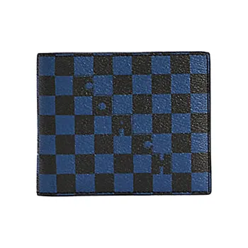 COACH Compact Canvas And Leather Handheld Wallet Men's Blue Black