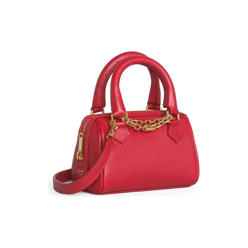 CELINE Cow Leather Shoulder Bag, Crossbody Bag, Handbag Mini Women's Candy Color, Red-1