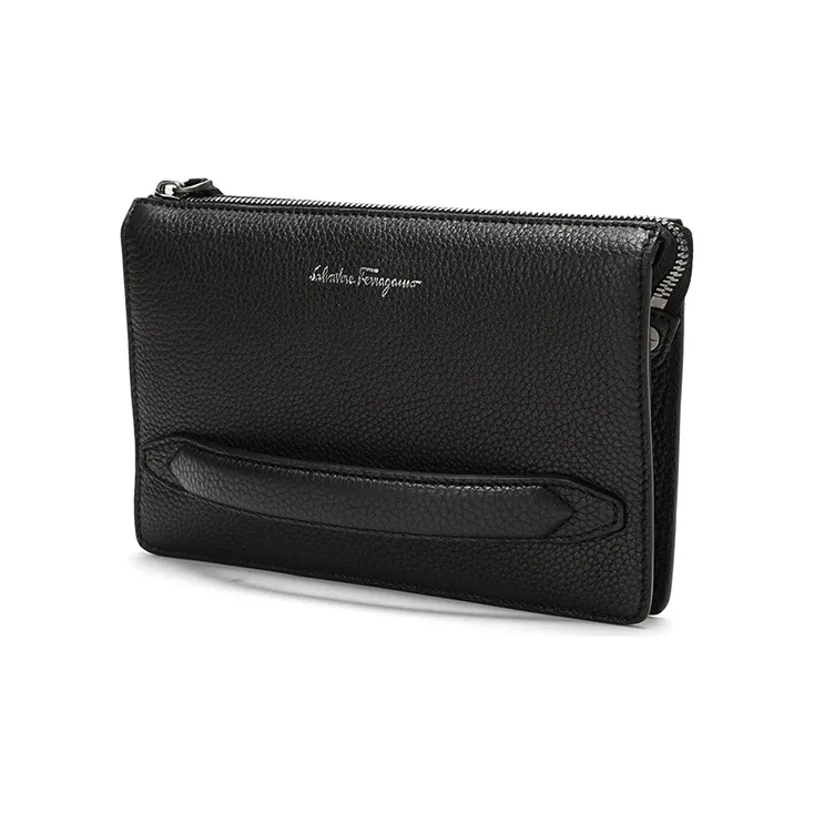 FERRAGAMO Cow Leather Clutch Men's Black-1