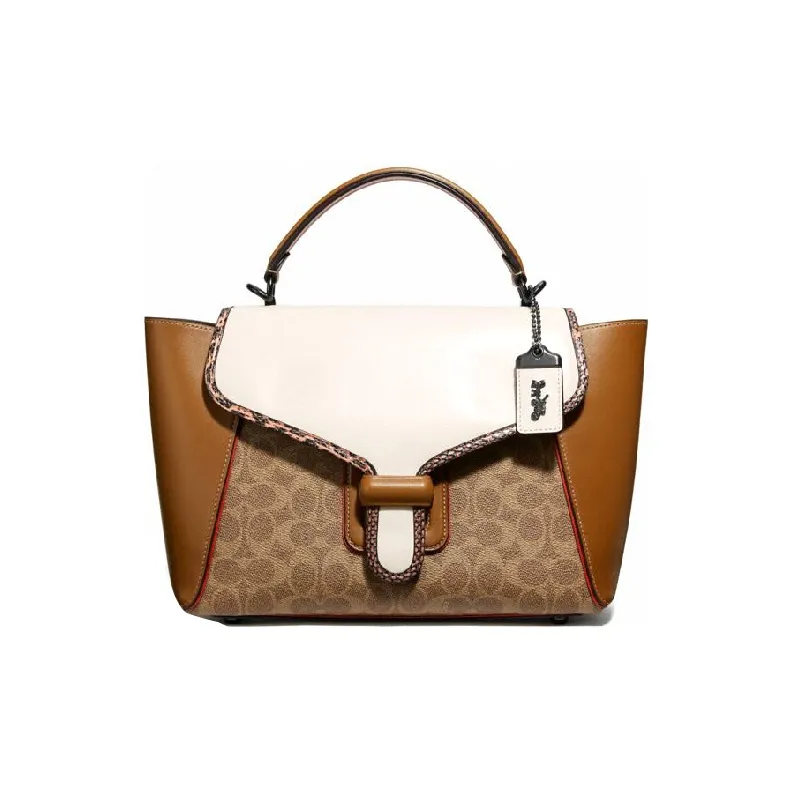 COACH Courier Leather Handbag, Crossbody Bag, Shoulder Bag Women's Brown, White & Multicolor-0