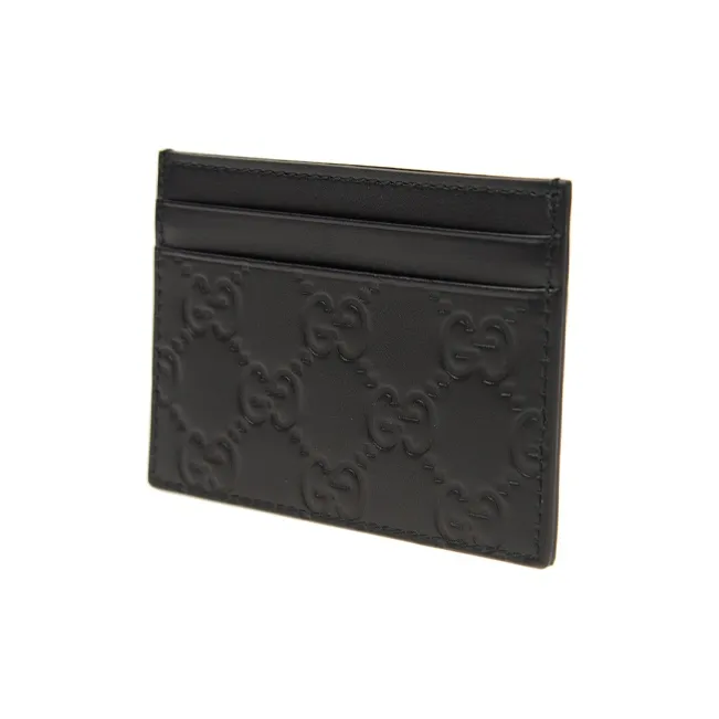 GUCCI Leather Card Holder Card Holder Women's Black-2