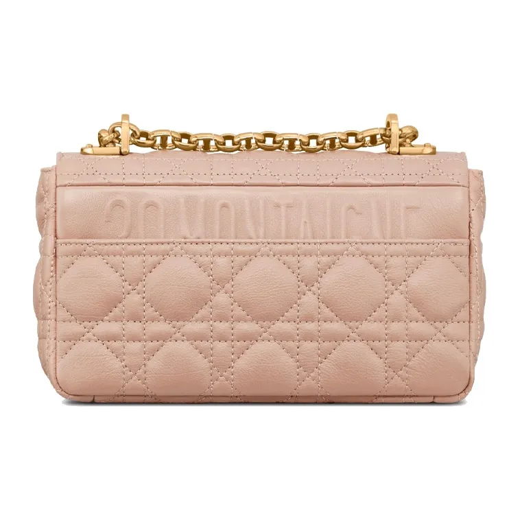 DIOR Caro Soft Cannage Calfskin Shoulder Bag Crossbody Bag Small Size Women's Nude Pink-4