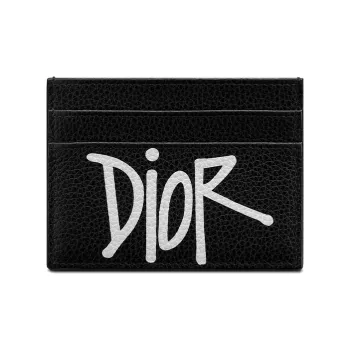 DIOR Shawn Collaboration Cow Leather Card Holder Unisex Black