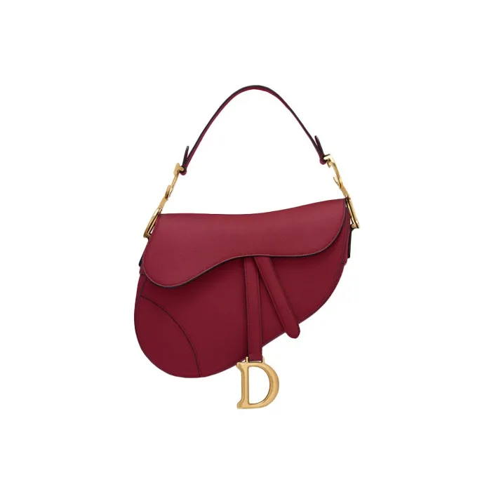 DIOR Saddle Cow Leather Handbags Shoulder Bags Women's Cherry Red-0