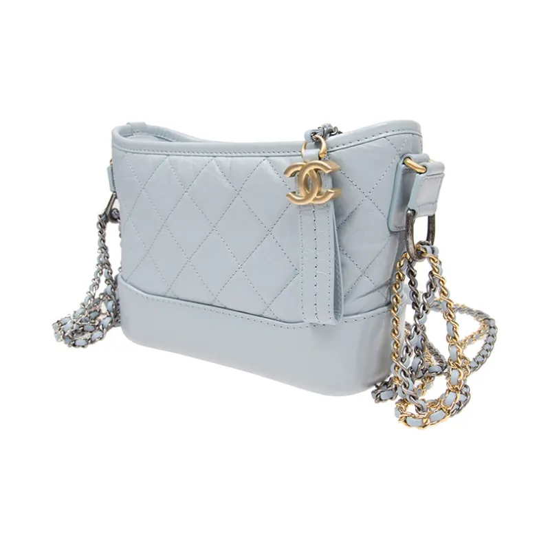 CHANEL Gabrielle Calfskin Hobo Bag, Handbag, Shoulder Bag, Crossbody Bag Trumpets Women's Light Blue-1