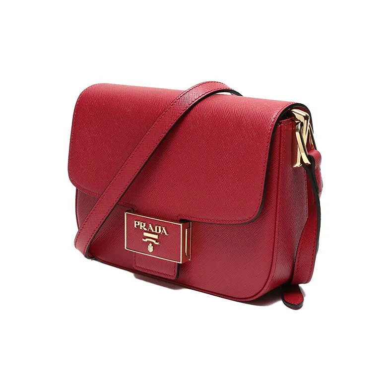 PRADA Cow Leather Small Square Bag Shoulder Bag Crossbody Bag Regular Women's Red-1