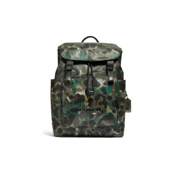 COACH Pebbled Leather Backpack Large Size Men's Camouflage