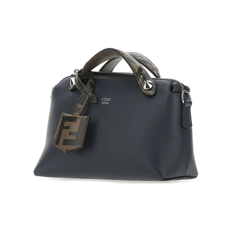 FENDI By The Way Boston Bag Mini With Ff Motif Navy-2