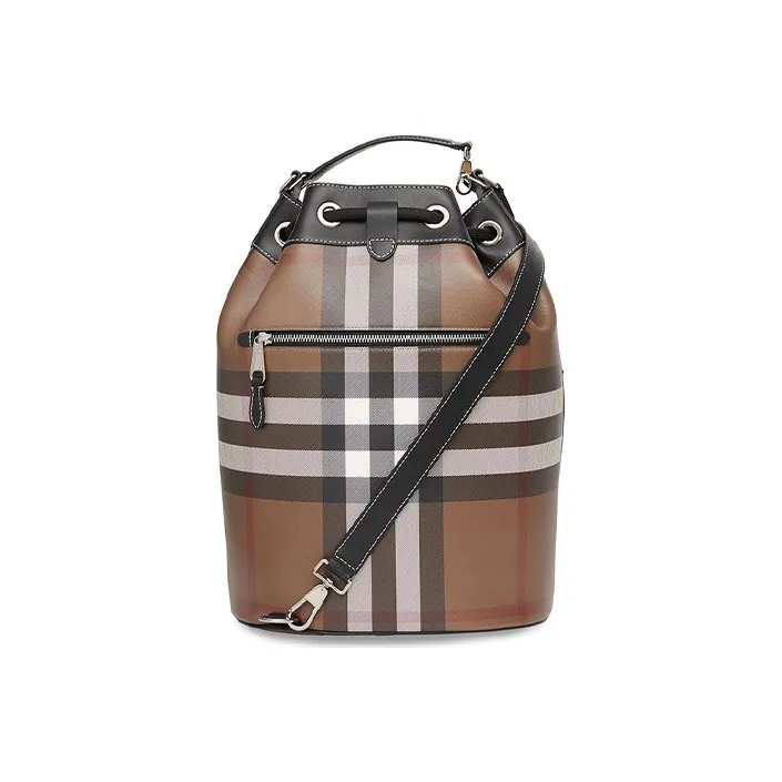 Burberry Leather Tote Cylinder Bag Shoulder Bag Crossbody Bag Handbag Unisex Yellow Brown-3