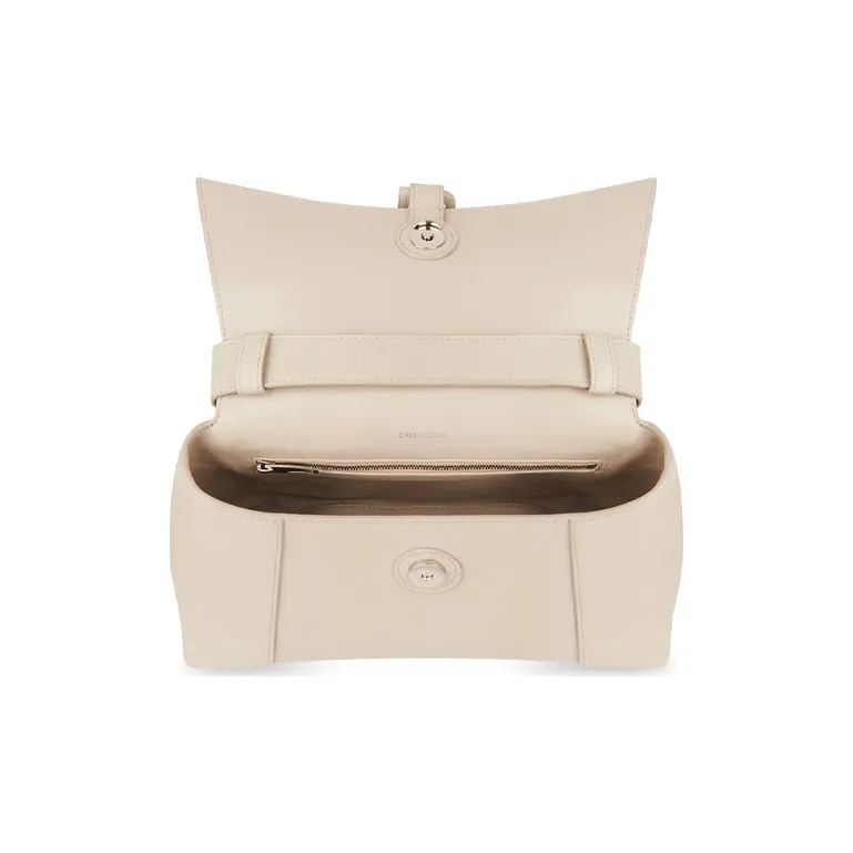 Balenciaga Downtown Smooth Calf Leather Shoulder Bag Crossbody Bag Small Size Women's Beige-4