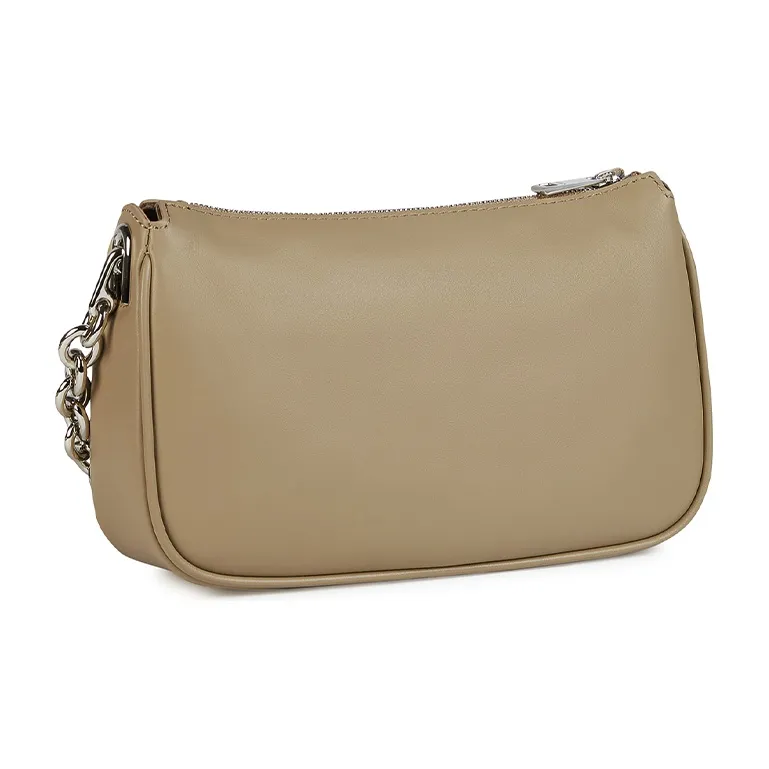 Furla Moon Cow Leather Shoulder Bag, Crossbody Bag, Handbag Women's Gray-1