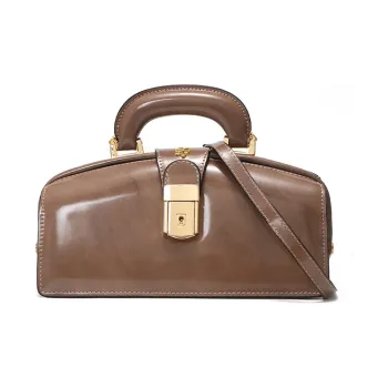 Pratesi Cow Leather Commute Bag Doctor Bag Handbag Shoulder Bag Crossbody Bag Women's Elegant Gray