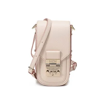 MCM Leather Shoulder Bag, Crossbody Bag, Chain Bag, Cell Phone Pouch Women's Light Pink