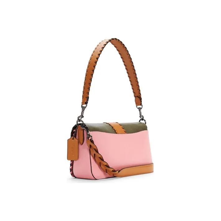 COACH Georgie Leather Underarm Bag, Bacchus Bag, Handbag, Shoulder Crossbody Bag Tubas Women's Pink & Green Brown-2