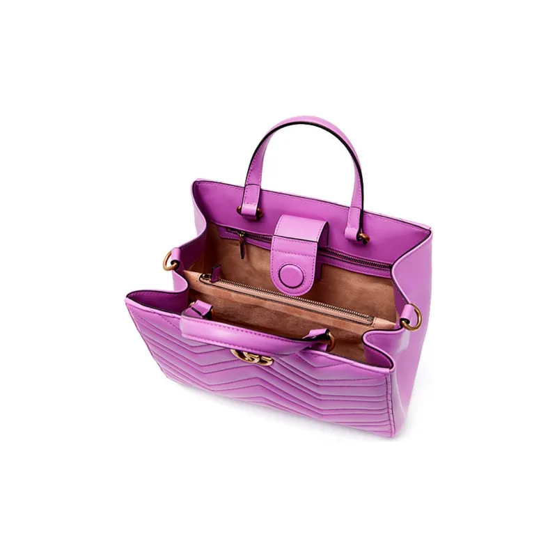 GUCCI Marmont Quilted Leather Tote, Shoulder Bag, Crossbody Bag, Handbag Trumpets Women's Pink Purple-2