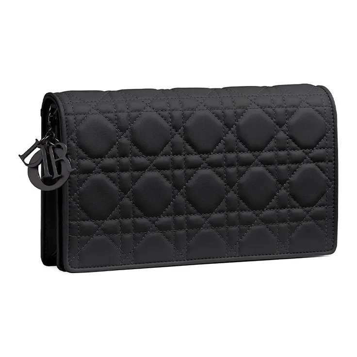 DIOR Lady Dior Matte Cowhide Handbag Crossbody Bag Clutch Shoulder Bag Women's Black-1