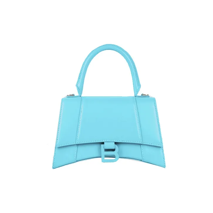 Balenciaga Hourglass Cow Leather Shoulder Bag Crossbody Bag Handbag Small Size Women's Blue-0
