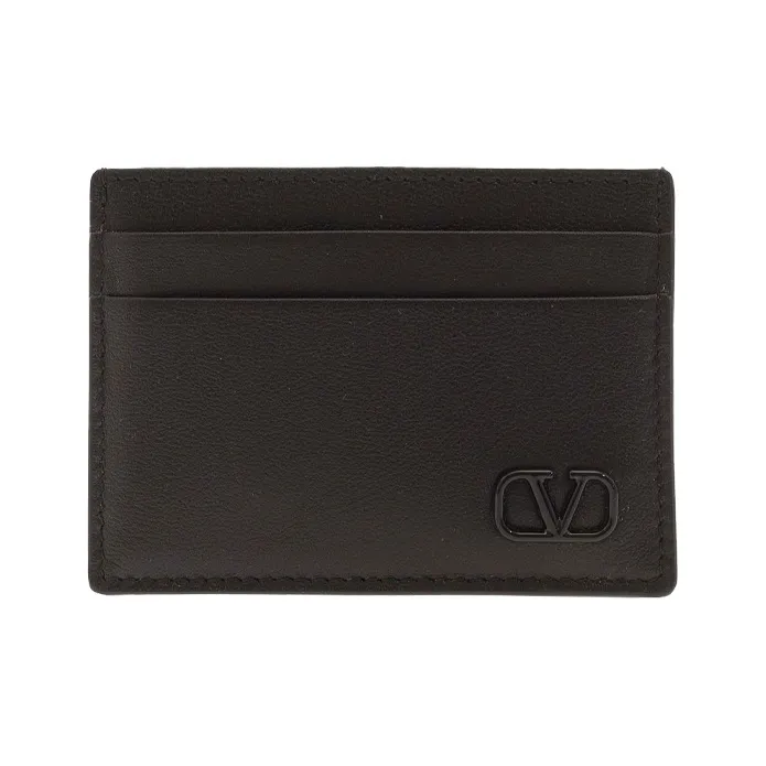Valentino Cow Leather Card Holder Card Holder Men's Black-0