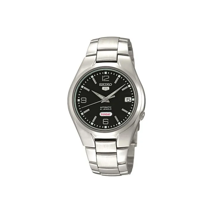 SEIKO SEIKO5 Collection Automatic Mechanical Movement Stainless Steel Strap Watch Unisex Black Dial SNK623K1-0