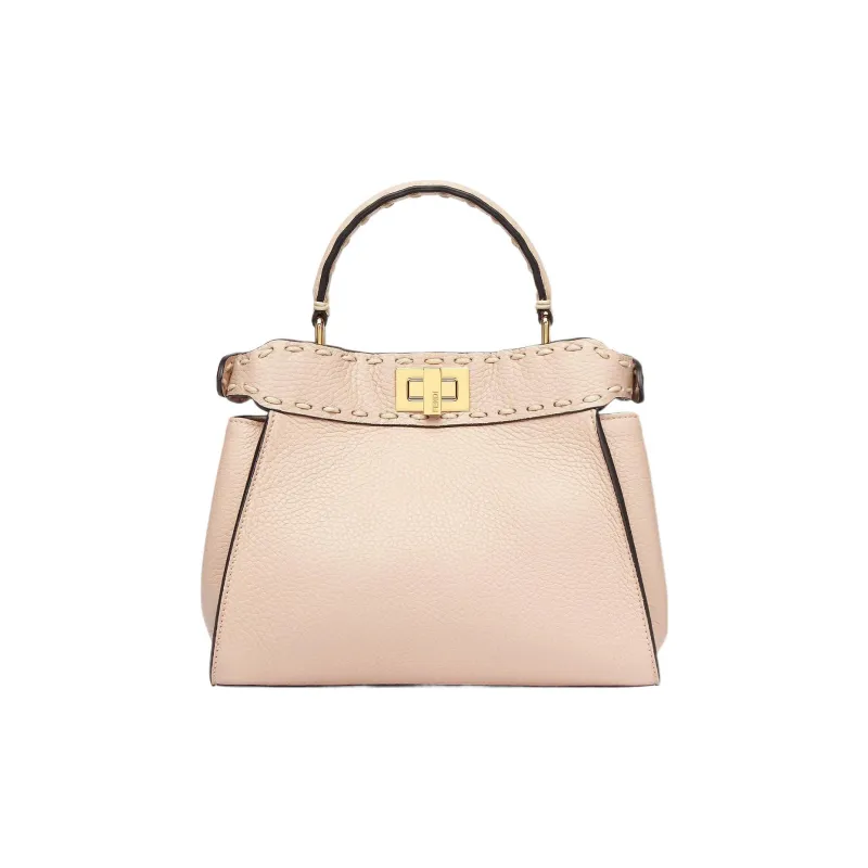FENDI Peekaboo Grained Leather Shoulder Bag Crossbody Bag Handbag Mini Women's Pink-1