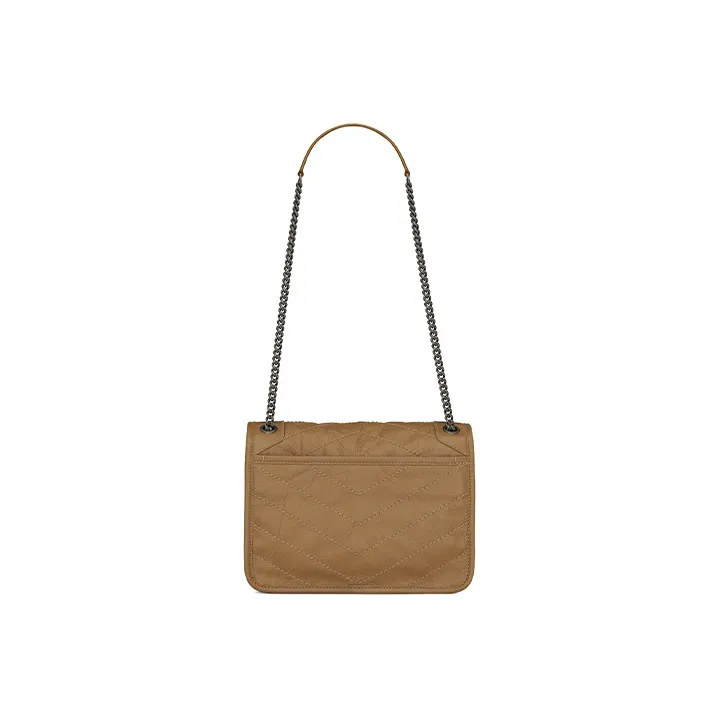 SAINT LAURENT Niki Calfskin Hobo Bag Crossbody Bag Shoulder Bag Mini Women's Brown Yellow-2