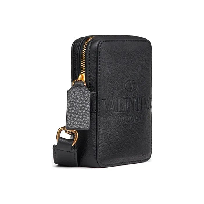 Valentino Leather Crossbody Bag, Shoulder Bag Men's Black-1