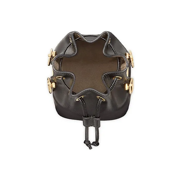 FENDI Mon Tressor Leather Mini Bucket Bag Black-3