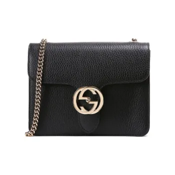 GUCCI Cow Leather Messenger Bag Wind Instrument Bag Shoulder Bag Crossbody Bag Women's Black