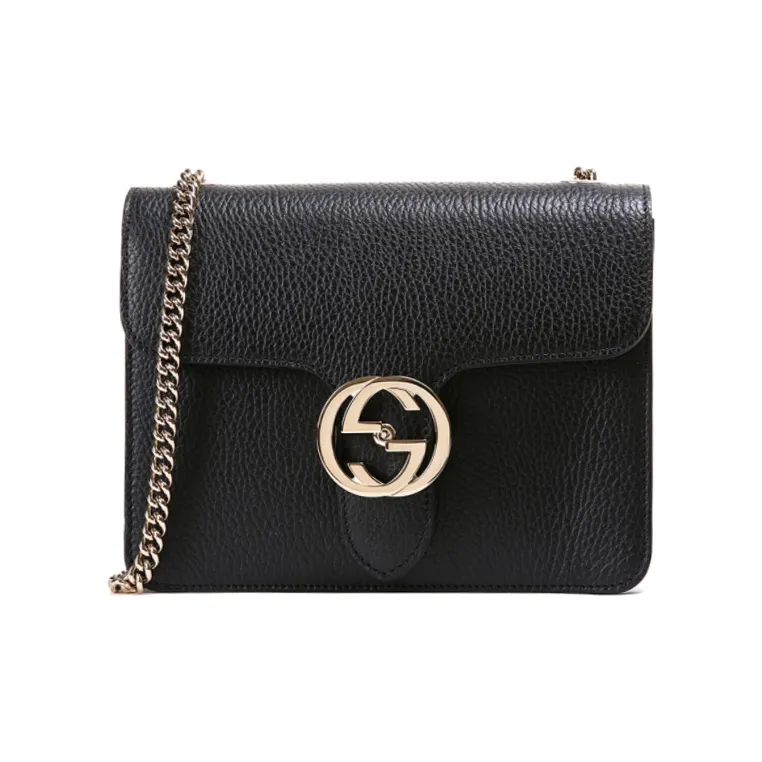 GUCCI Cow Leather Messenger Bag Wind Instrument Bag Shoulder Bag Crossbody Bag Women's Black-0
