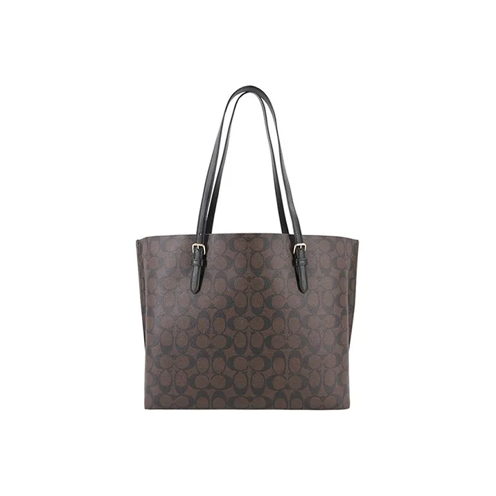 COACH Mollie Leather Tote Bag, Shopping Bag, Handbag, Shoulder Bag Tubas Women's Dark Brown Monogram-3