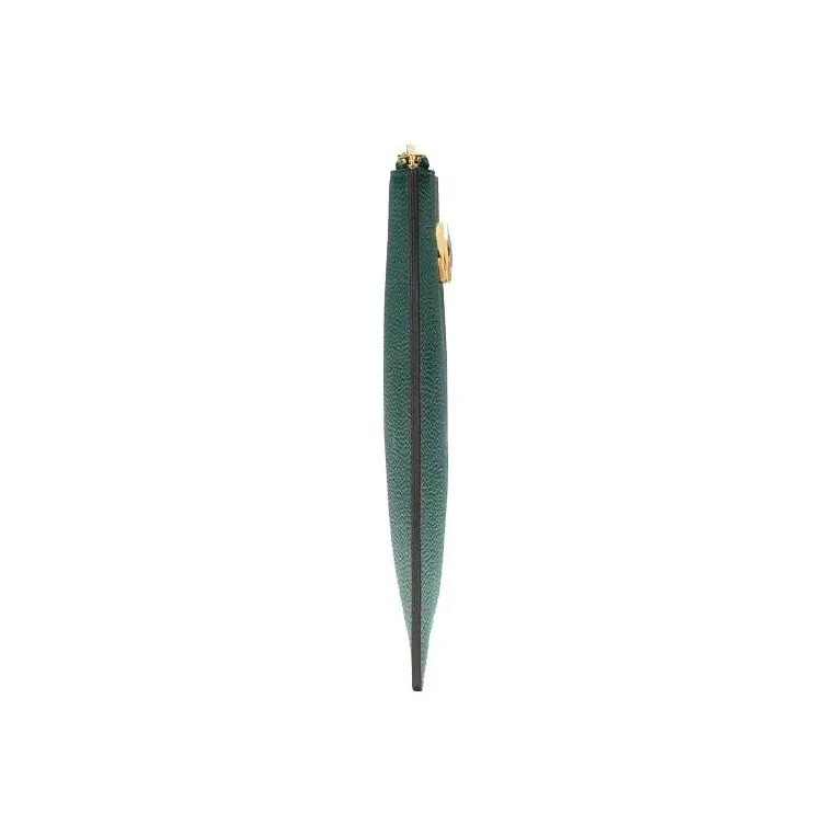 GUCCI Zumi Grained Leather Clutch Women's Dark Green-5
