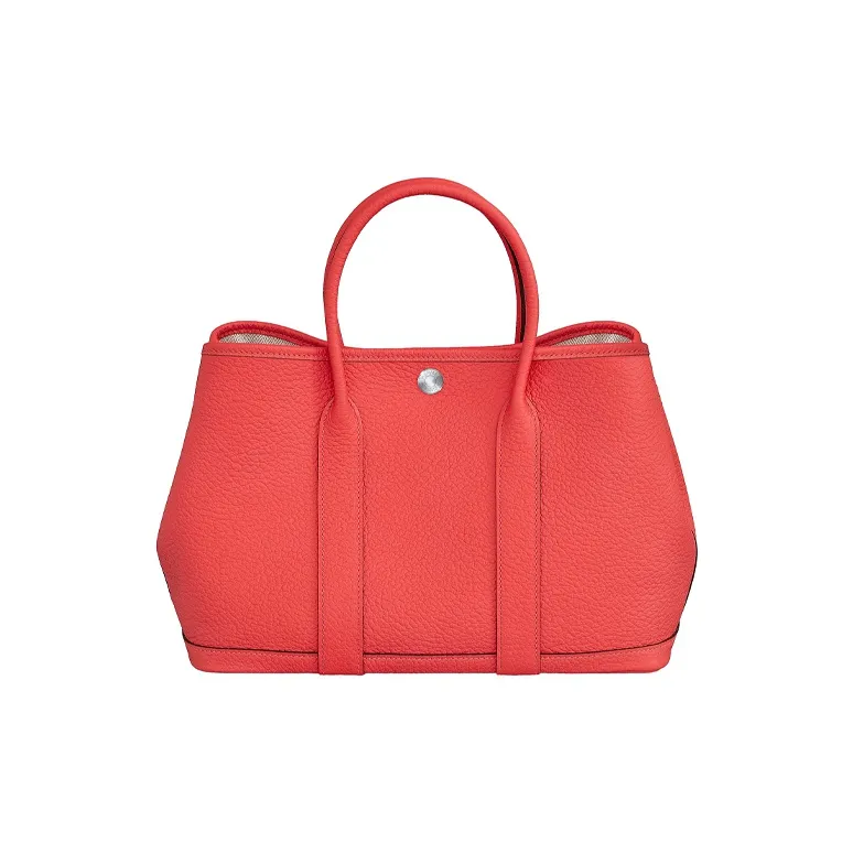 HERMES Garden Party 30 Country Cow Leather Garden Handbag Women's Orange Red-0